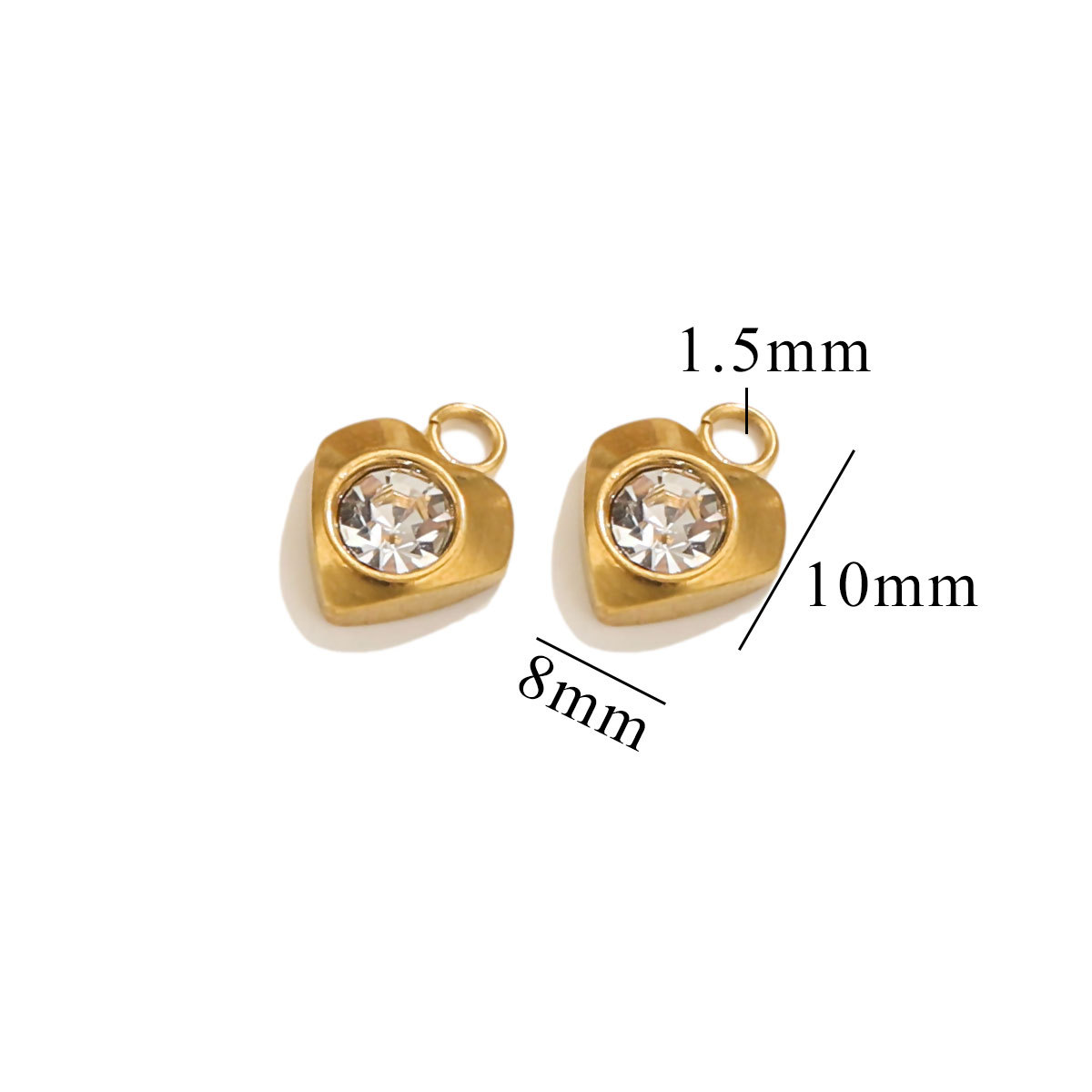 Gold color / 1 Piece Fashionable Simple Style Heart Shape Stainless Steel  Gold Color Inlay Zircon Women's Pendant Picture4